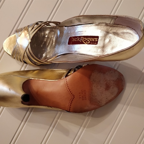 JACK ROGERS *vintage*(80s?) peep-toe heels narrow - Picture 6 of 8